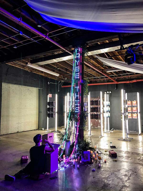 an interactive art installation exploring blockchain as a religious experience