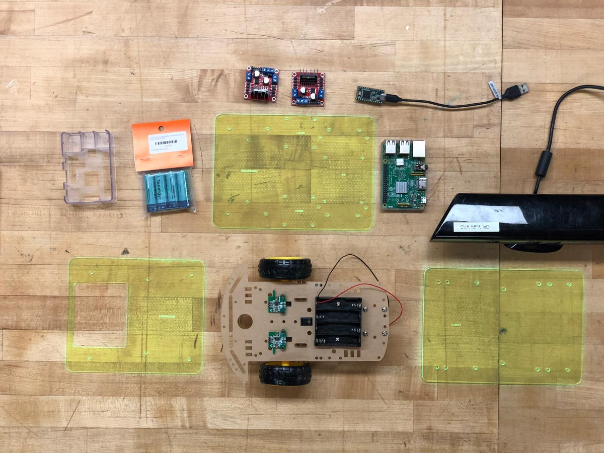 Some of the parts in the first robot prototype
