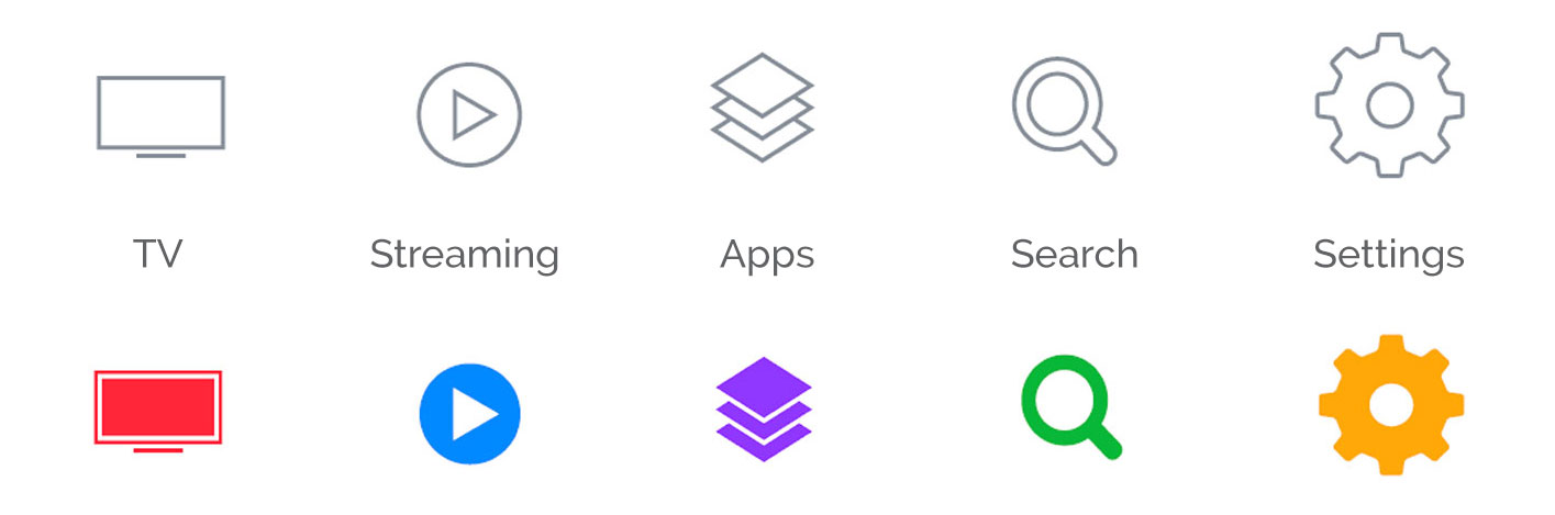 A simple set of icons for each of the main sections of the UI.
